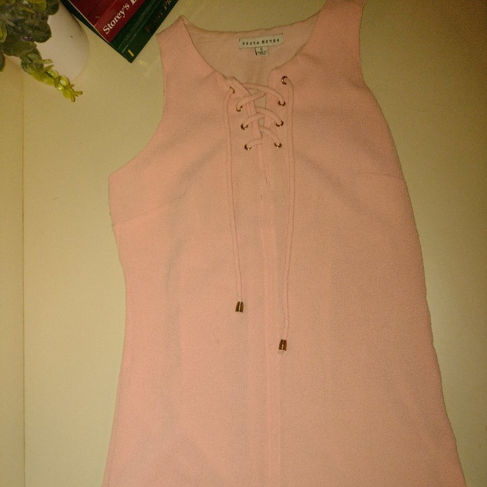 Baby pink 80s style dress